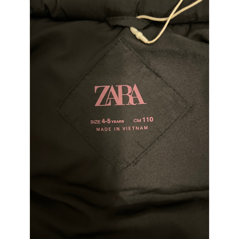 Zara Kids Black Puffer Vest Hooded Snap Front Pockets Size 4 5 Years - Picture 4 of 5